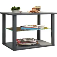 VCM Table latérale en bois avec verre de sécurité ESG | Table basse simple | Dimensions env. H. 45 x W. 65 x D. 45 cm | Table salon | Table basse - Wanilo M