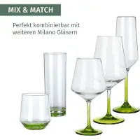 Moritz Milano verre à vin rouge green line set de 2 verres en polycarbonate 580 ml incassable BPA-free léger idéal pour camping pique-nique festival outdoor vin aperol party