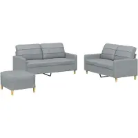vidaXL Ensemble de canapés 3 pièces avec coussins Tissu gris clair