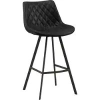 Happyment Tabouret de bar Minoli - Noir - Avec dossier - Repose-pieds - Pour la cuisine et le bar - Imitation cuir - Set de 1