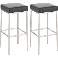 CLP - Ensemble de 2 tabourets de bar Montreal, revêtus de similicuir, avec assises et repose-pieds rembourrés. Couleur : noir. Structure : acier inoxydable