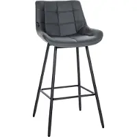 CLP Tabouret de bar Weston avec structure métallique et repose-pieds. Disponible en velours ou en similicuir. Couleur : gris. Matériau : similicuir