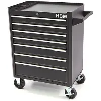 HBM servante d’atelier avec 7 tiroirs, 66 cm, noire