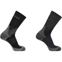 Salomon - Pack de 2 chaussettes de randonnée - Socks X Ultra Access Crew 2-Pack Anthracite Black en Laine - Taille S - Gris