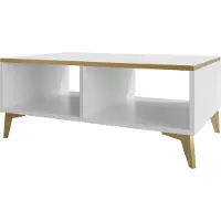 Mirjan 24 Table basse de salon LIVA - blanc brillant / blanc / or