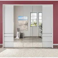 Wimex Armoire Everly à portes pliantes et battantes, 250 cm, blanche, avec miroir, 3 portes