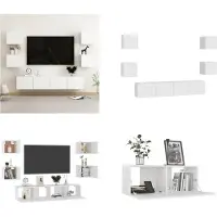 vidaXL 6 pcs. Armoire TV Set Blanc Bois composite - Armoire TV - Armoires TV - Armoire Hi-Fi - Armoires Hi-Fi