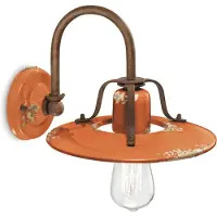 FERROLUCE Vintage Country Fer et Céramique Orange 1 Lumière E27 25cm
