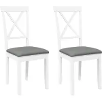 Syfax Chaises de salle à manger avec coussins 2 pcs. Blanc Bois massif Hévéa