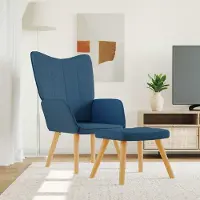 Prolenta Maison Exclusive - Fauteuil de détente avec repose-pieds, tissu bleu