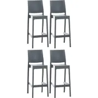 CLP Lot de 4 tabourets de bar en polypropylène, empilables, résistants aux intempéries et aux UV, hauteur d'assise 75 cm