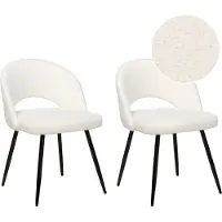 Beliani Lot de 2 chaises de salle à manger tapisserie d'ameublement blanc crème dossier découpé noir pieds en métal style moderne cuisine salle à manger