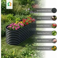 Prestige Home Living Outdoor Jardinière surélevée en acier ovale M 240 x 80 x 80 anthracite