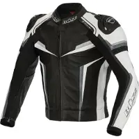 Büse Mille blouson en cuir noir / blanc hommes 106 long