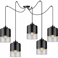 Light11 HOME Rome Spider Lampe à suspendre - Lampe à suspendre en forme d'araignée - Plafonnier - Lampe araignée avec 5 tête - Suspension en métal et verre - E31