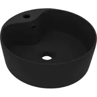 Syfax Lavabo de luxe avec trop-plein Noir mat 36x13 cm Céramique