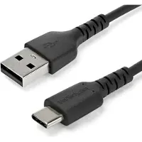 StarTech.com .com Câble de Charge Rapide USB-A vers USB-C de 1m, Robuste, Charge et Synchronisation, 3A, USB 2.0, Gaine TPE Noire et Fibre d'Aramide - Cordon de Charge USB
