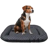 BOUTIQUEZOO Lit pour chien - imperméable, lavable Tapis pour chien en codura | In & Outdoor pour grands chiens | Couleur : noir/motif : pattes, Taille XL : 105 x 85 cm