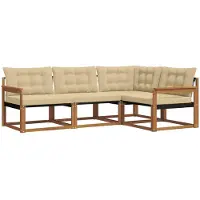 vidaXL Ensemble de canapés d'extérieur avec coussins 4 pièces Nature et Beige