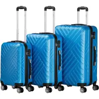 Zelsius Set de valises 3 pièces, bleu, valise de voyage en ABS avec serrure à combinaison et séparateur intérieur