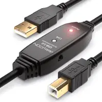 DeleyCON 15m Cable USB Actif pour Imprimante Cable pour Scanner Cable de Donnees USB 2.0 Prise A vers Prise B pour Imprimante Scanner Fax Imprimante Multifonction - Noir
