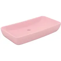 Syfax Lavabo de luxe rectangulaire Rose mat 71x38 cm Céramique