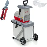 Ikra Broyeur électrique Broyeur de jardin ILH 3000 A | 3000 W | branches jusqu'à 44 mm | alimentation automatique et retour | avec bac de collecte de 60 l, ciseaux et lunettes de protection