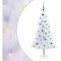 Syfax Sapin de Noël artificiel avec 150 LED Blanc 150 cm PVC et Acier