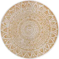 Hanse Home Tapis d'extérieur et d'intérieur rond Lilja de , réversible, robuste, couleur ocre crème - diamètre 200 cm