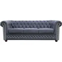 AEA Chesterfield Ledersofa Sofa Couch Polster Garnitur 3+1 Bettfunktion Schlafsofa