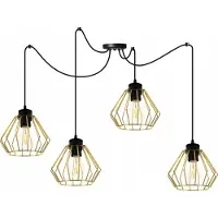 Light11 HOME Light-Home Spider Santos Lampe à suspendre - Plafonnier industriel - Suspension en métal - 4-flamme, noir et or
