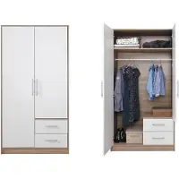 Dakar Armoire à portes battantes Smart 100 x 56 x 190 cm, chêne Sonoma blanc, 2 portes