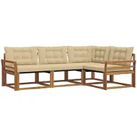 vidaXL Ensemble de canapés d'extérieur avec coussins 4 pièces Nature et Beige