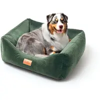 BOUTIQUEZOO Premium Lit pour chien Velvet Vert L - 93x77x22 cm | Sofa moelleux pour chiens & chats