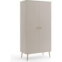 Bettso Armoire 2 portes avec 2 étagères et tringle à vêtements - Cachemire - Armoire pour salon et chambre 100 x 202 cm IKON - Poignées en jute