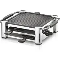 Rommelsbacher Raclette, 1000 W, 4 poêlons, revêtement, carrée, chrome RCC 1000