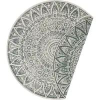 Hanse Home Tapis d'extérieur et d'intérieur , modèle Lilja, rond, réversible, robuste, vert et crème - Ø 200 cm