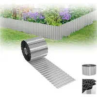 XINZI Bordure de pelouse Bordure de parterre en métal, bordure de parterre ondulée galvanisée, décoration de jardin pour parterres surélevés, aménagement paysager, argent (15 m, 18 cm de haut)