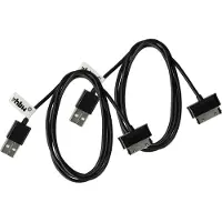 VHBW 2x Câble USB compatible avec Samsung Galaxy Tab GT-P3100 Wifi tablette - Câble 2 en 1 avec charge (type A sur tablette), 120cm, noir