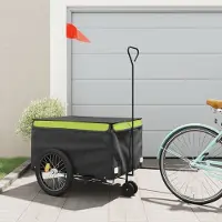 Prolenta Maison Exclusive - Remorque pour vélo, noire et verte, capacité de 45 kg, en fer