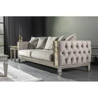 AEA Salon Set Gris Ensemble de canapés Moderne Table basse Fauteuil Table d'appoint 4pcs.