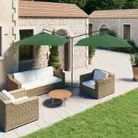 Prolenta Maison Exclusive - Parasol double avec mât en acier 600 x 300 cm, vert
