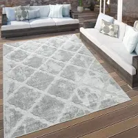 Paco Home Tapis de terrasse intérieur et extérieur aspect marbre motif losanges gris dimensions 60 x 100 cm