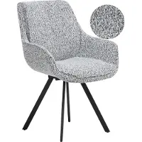 Beliani Chaise de salle à manger pivotante tapisserie noire et blanche dossier arrondi avec accoudoirs cuisine salle à manger style scandinave