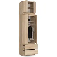 BDW Armoire avec rehausse, Armoire 4 portes, Chêne Sonoma