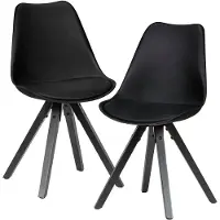 Wohnling Lot de 2 chaises de salle à manger rétro noires avec pieds noirs |