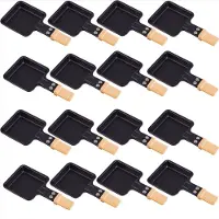 Syntrox Germany 16 mini-poêles universelles pour grill et raclette, de forme carrée, avec poignée en bambou