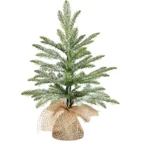 Black Box Trees Brewer Arbre de Noël artificiel dans un sac en jute - H45 x Ø36 cm - Vert Frosted