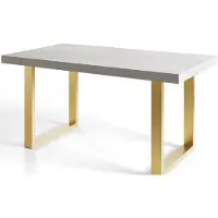 Alpi Möbel Table de salle à manger industrielle LOFT-U, table extensible, dimensions : 160-260 x 90 x 77 cm, table de salon, couleur : or, avec pieds en métal de couleur or
