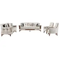 AEA Sofagarnitur Polster Couchen Möbel Set 2tlg 3-Sitzer Sofa Sessel Grau Textil